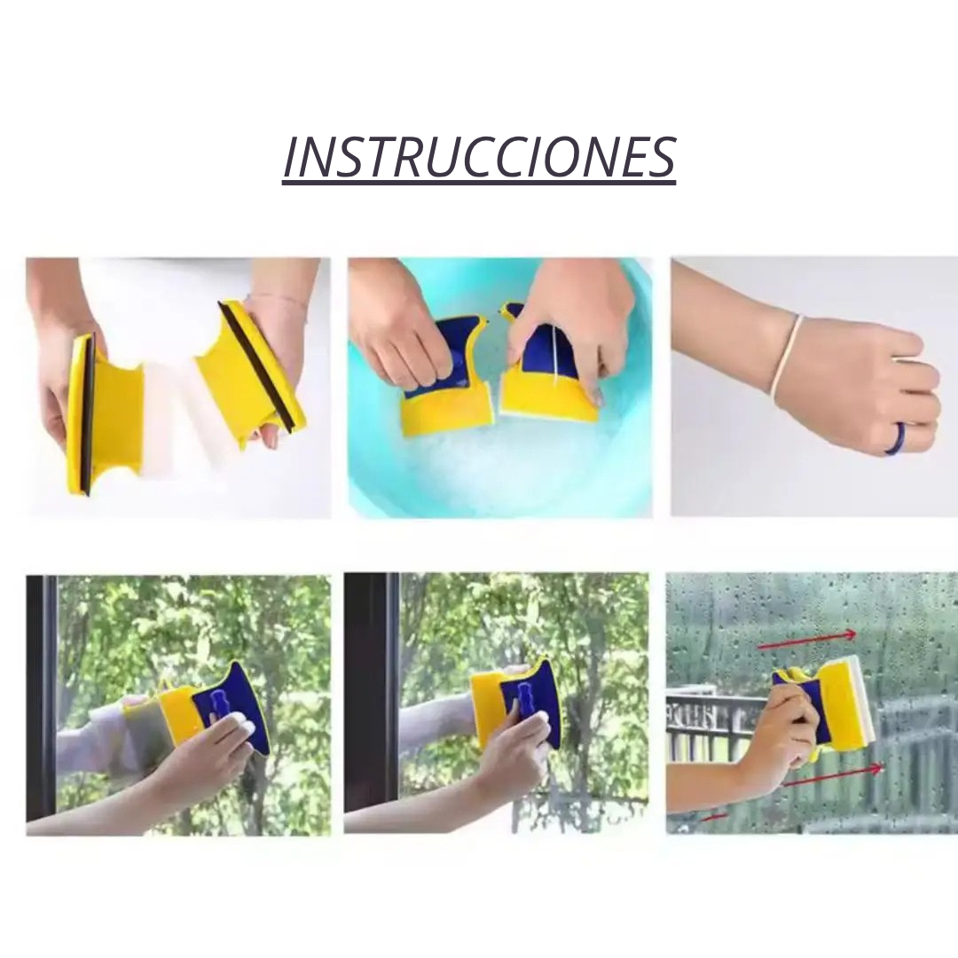 Limpia Vidrios Ventanas Magnético Doble